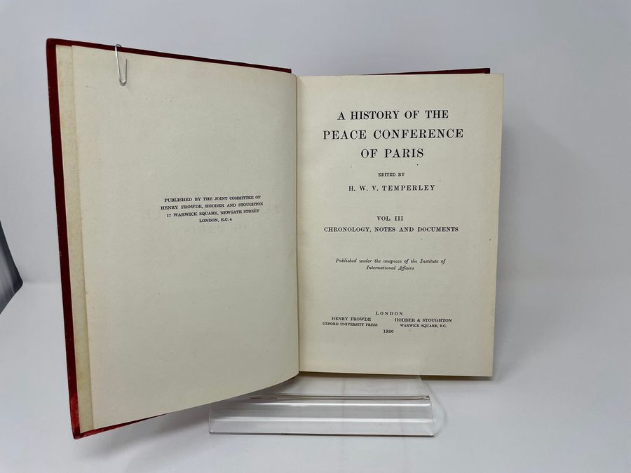 Antique Five Volumes Of A History Of The Peace Conference Of Paris, H. W. V. Temperley, Circa 1920-1924