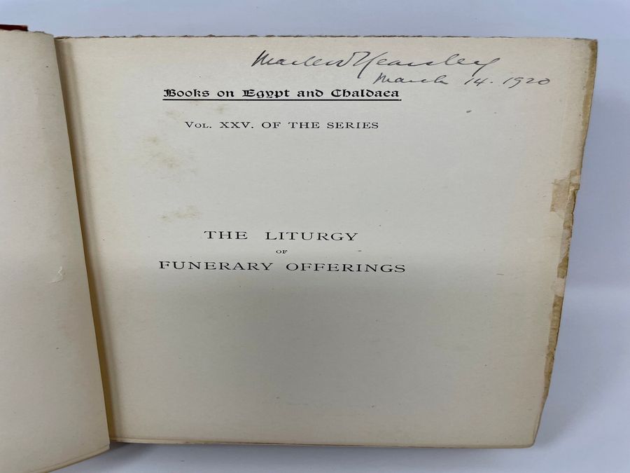Antique Books On Egypt And Chaldaea: The Liturgy Of Funerary Offerings, E.A.W. Budge, Circa 1909