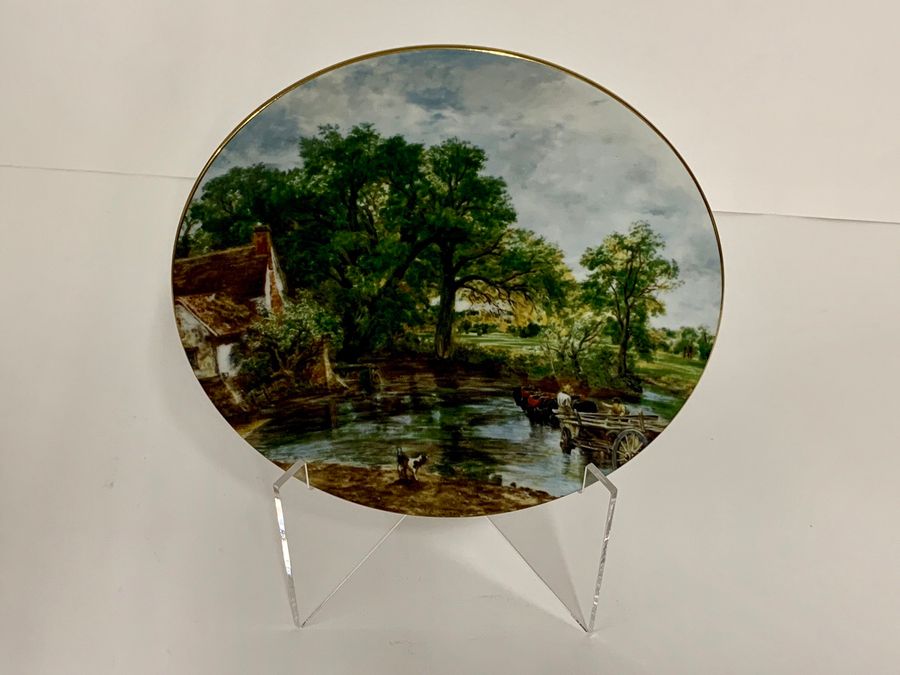Set Of Four Crown Staffordshire China Wall Plaques, John Constable, Circa 1980s/1990s