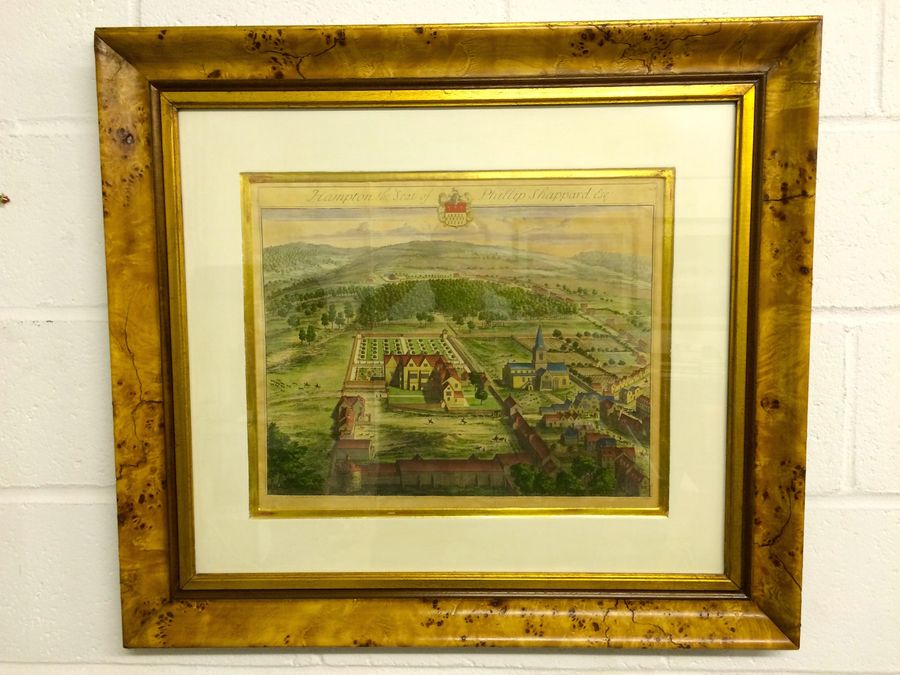 Antique Antique Print Of Bird's-Eye View Of Country House, Jan Kip Etching, Circa 1770s