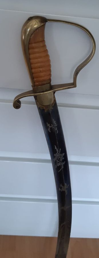 Antique A VERY GOOD BLUE AND GILT NAPOLEONIC OFFICER'S SWORD,(CIRCA-1798), WITH CERTIFICATE OF AUTHENTICITY 
