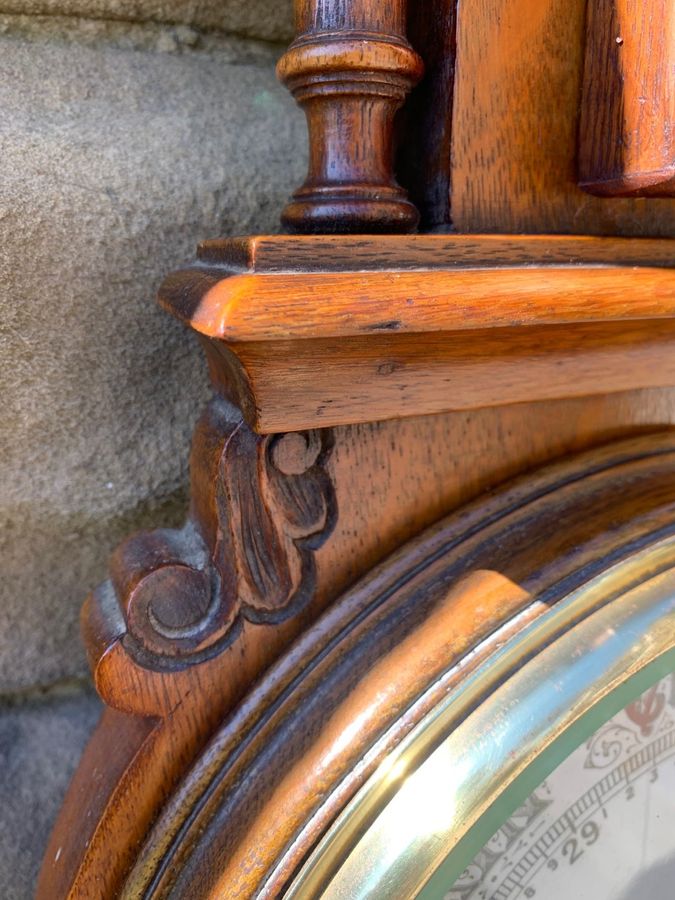 Antique Antique Oak Cased Aneroid Barometer