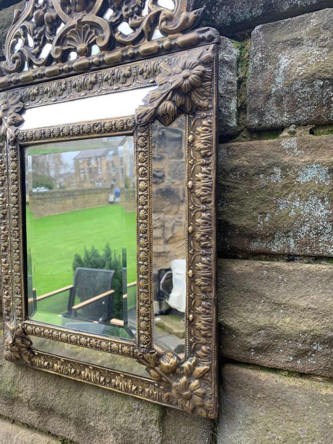 Antique Antique Brass Framed Wall Mirror
