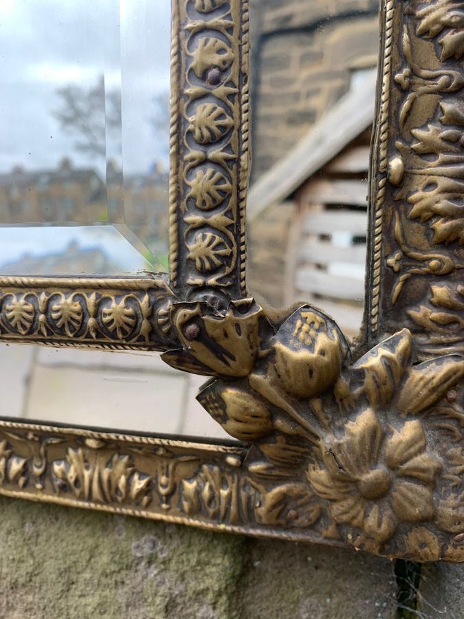 Antique Antique Brass Framed Wall Mirror