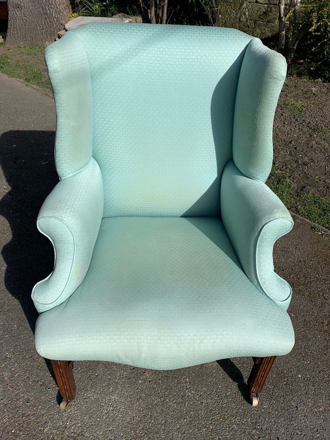 Antique Antique English Upholstered Wing Armchair