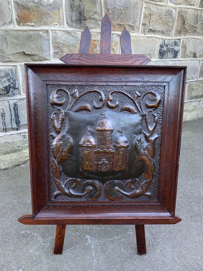 Arts & Crafts Oak & Copper Fire Screen