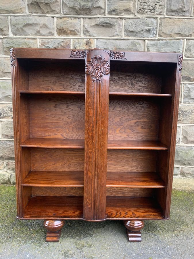 Antique Antique Carved Oak Open Bookcase