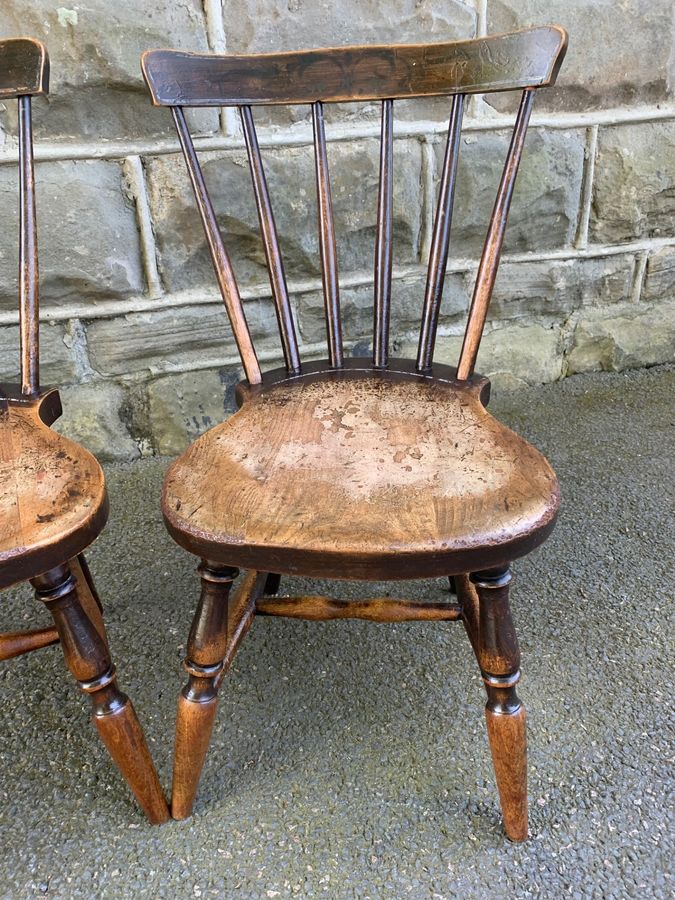 Antique Pair of Antique Elm & Beech Children's Chairs