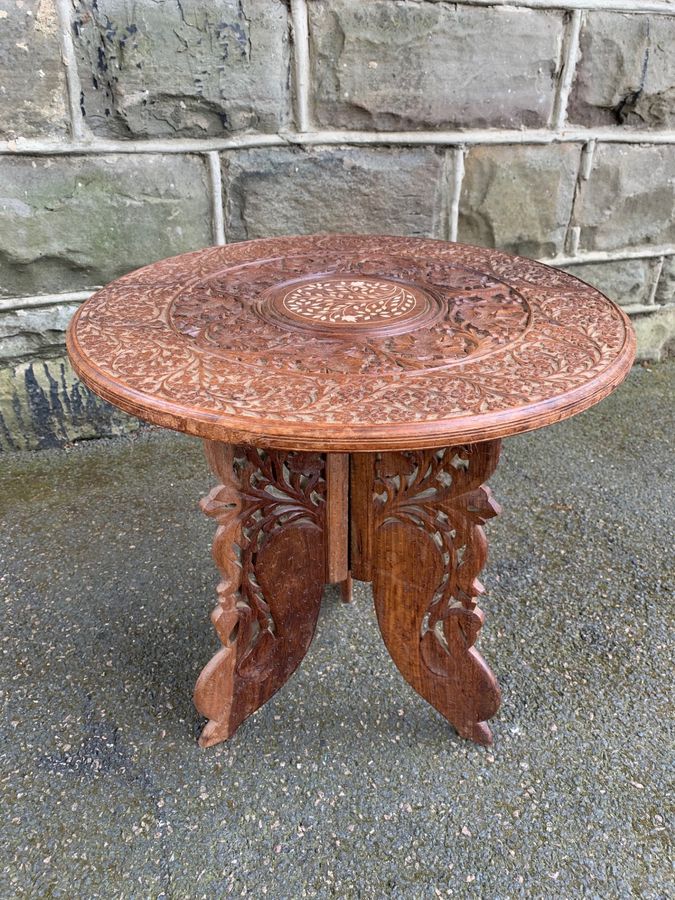 Anglo Indian Carved Folding Coffee Table