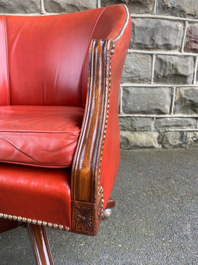 Antique Quality Mahogany & Leather Desk Chair