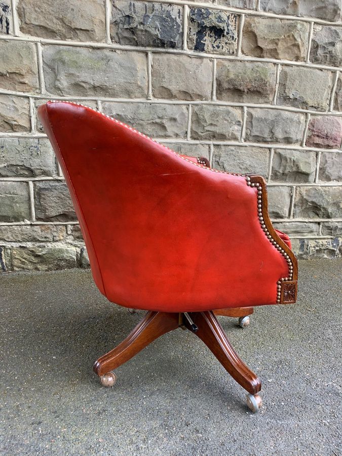 Antique Quality Mahogany & Leather Desk Chair