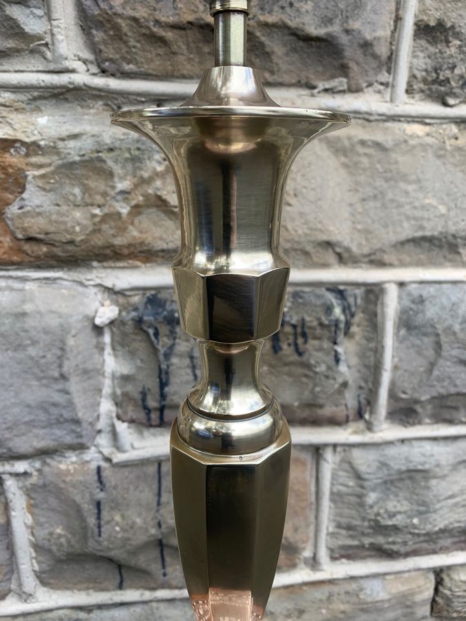 Antique Tall Antique English Brass Table Lamp