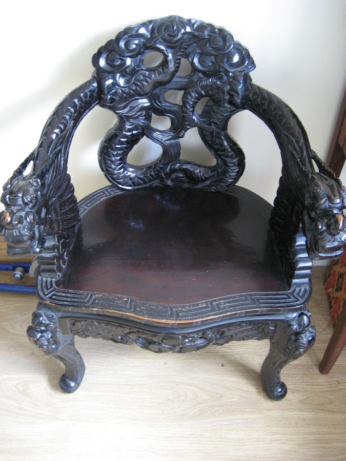 ANTIQUE Chinese Emperor Dragons Throne Chair c1865 - Original / Excellent Condition
