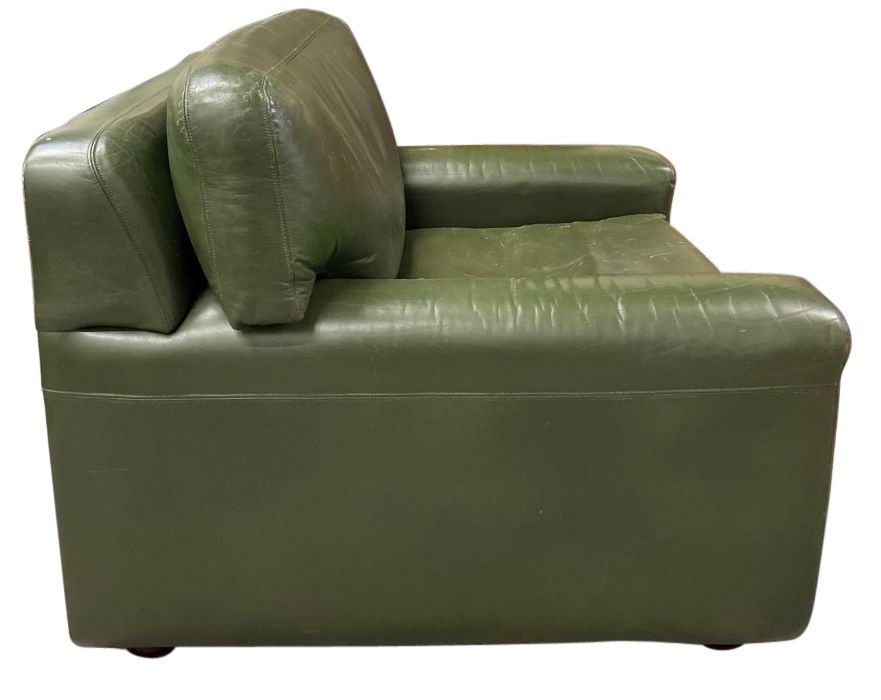 Antique Vintage Heals Midcentury Green 2 Seat Leather Sofa