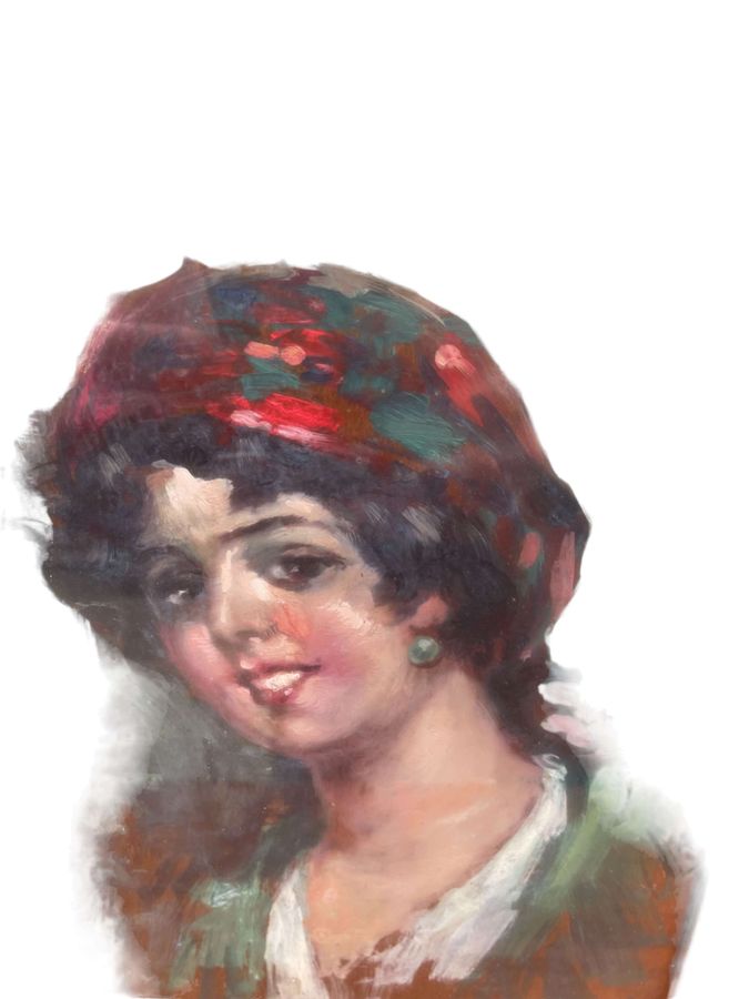 Antique  Painting Of A Italian girl