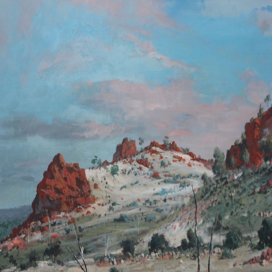 Antique Large Australian outback landscape art