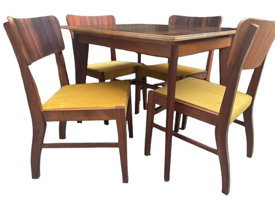 Antique Neil Morris Of Glasgow Walnut Dining Table And Six Chairs