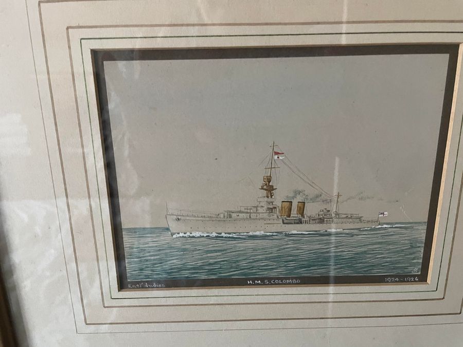 Antique Watercolour of HMS Colombo