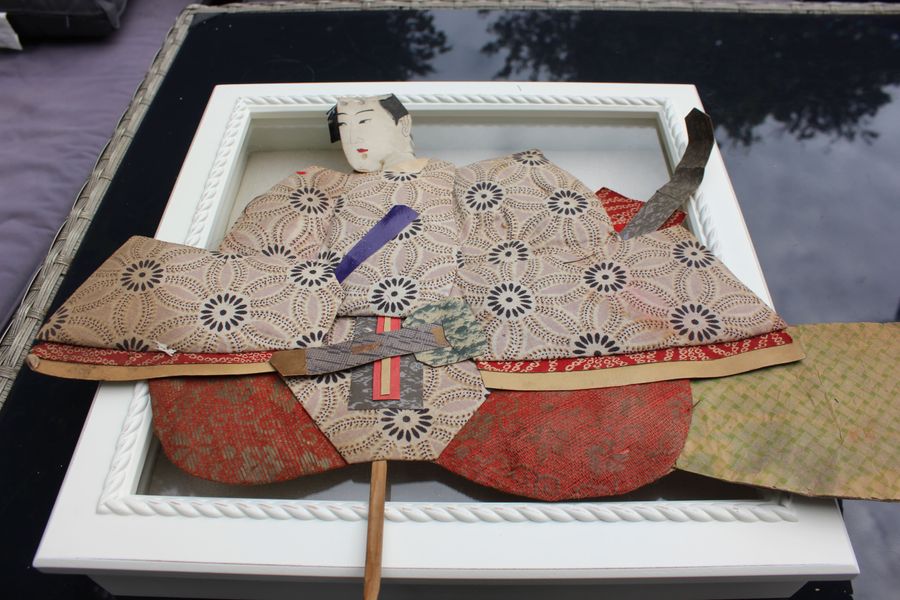 Antique Antique Japanese Silk Brocade Oshie Art Geisha Puppet Dolls