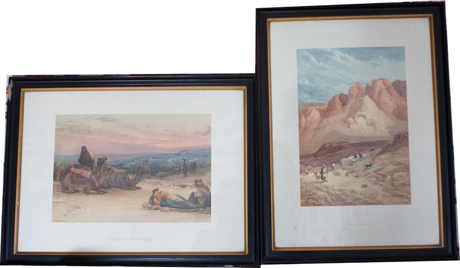 Antique Pair of antique Prints of palestine and Mount Mount Sinai