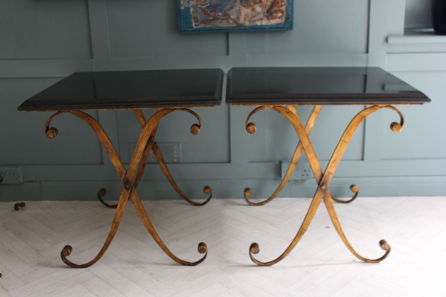 Antique Pair of luxury marble and gilt metal side tables