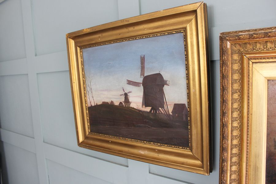 Antique Late 19th century Dutch landscape painting