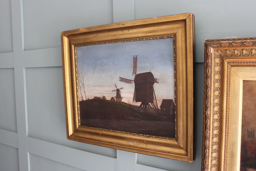 Antique Late 19th century Dutch landscape painting