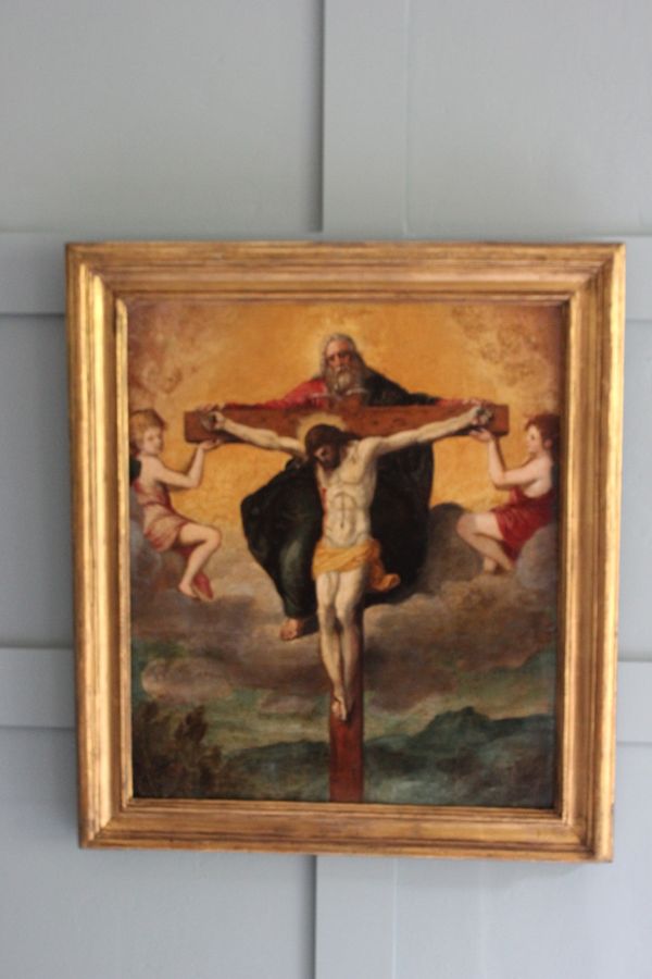 17th Century Italian School Crucifixion Oil on Panel