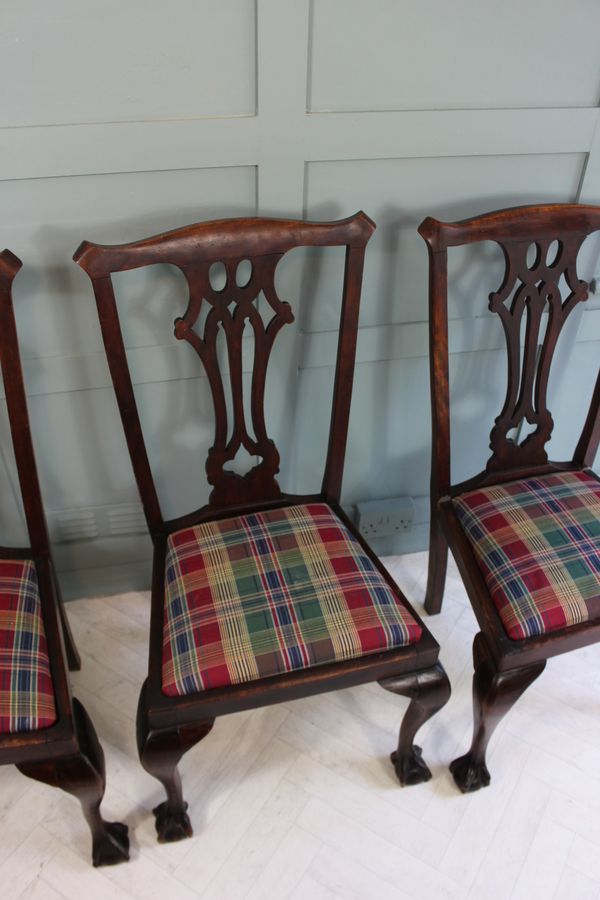 Antique 19th century set of 3 mahogany chippendale style dining chairs