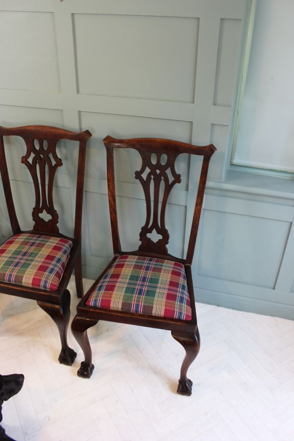 Antique 19th century set of 3 mahogany chippendale style dining chairs