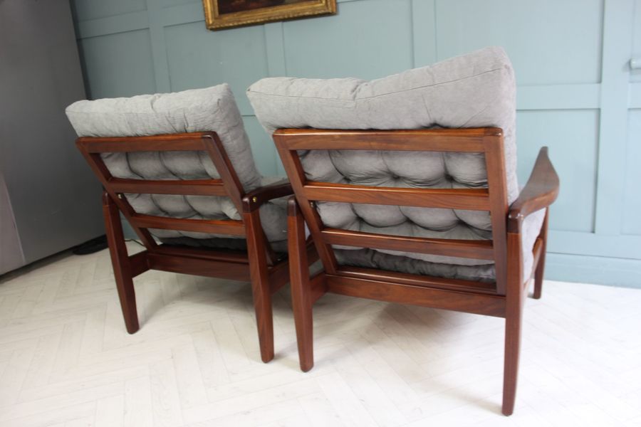 Antique British Midcentury Teak Lounge Chairs