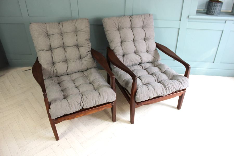 Antique British Midcentury Teak Lounge Chairs