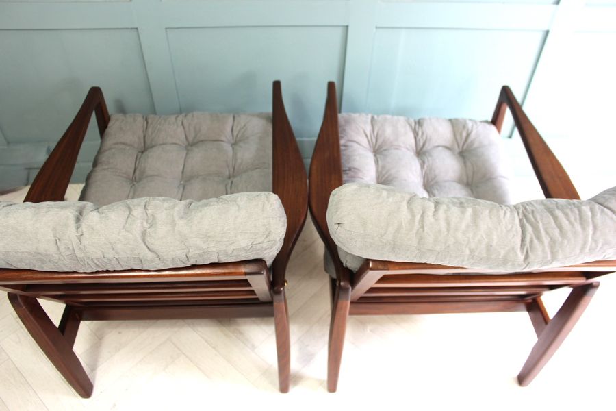 Antique British Midcentury Teak Lounge Chairs