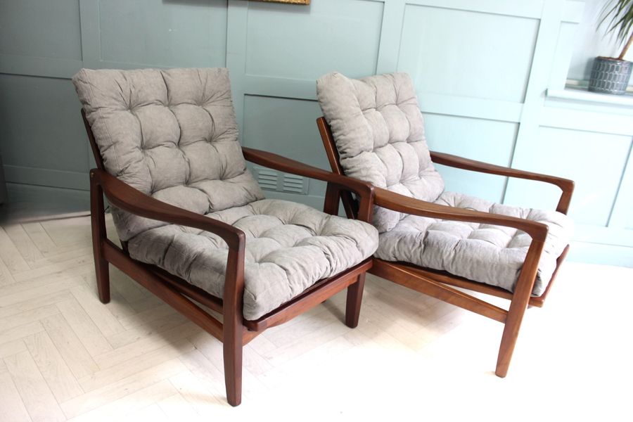 Antique British Midcentury Teak Lounge Chairs