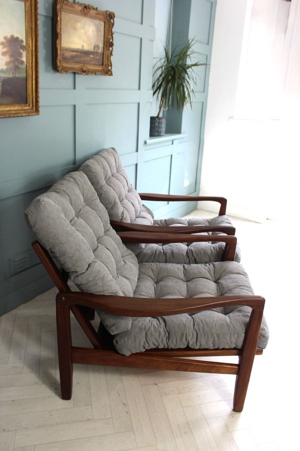 Antique British Midcentury Teak Lounge Chairs