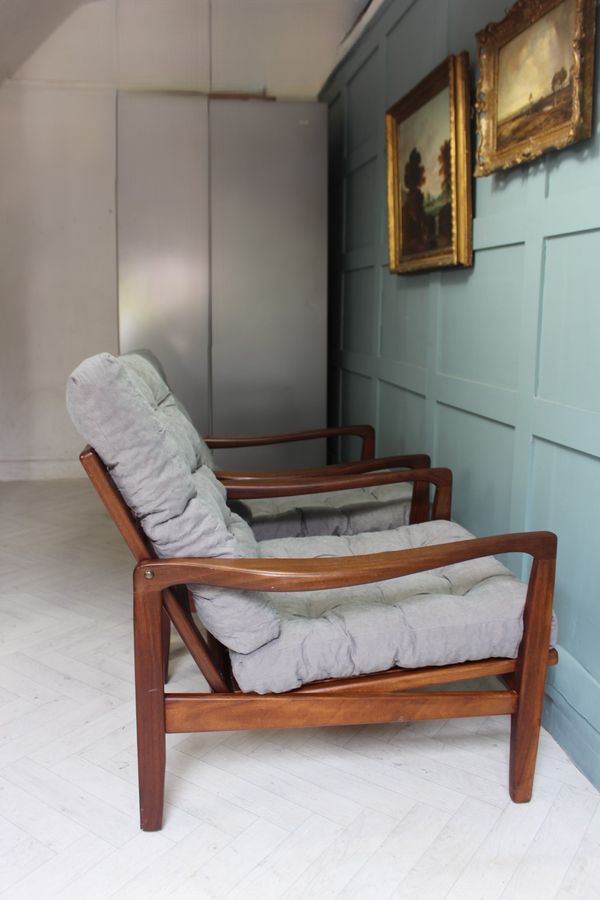 Antique British Midcentury Teak Lounge Chairs