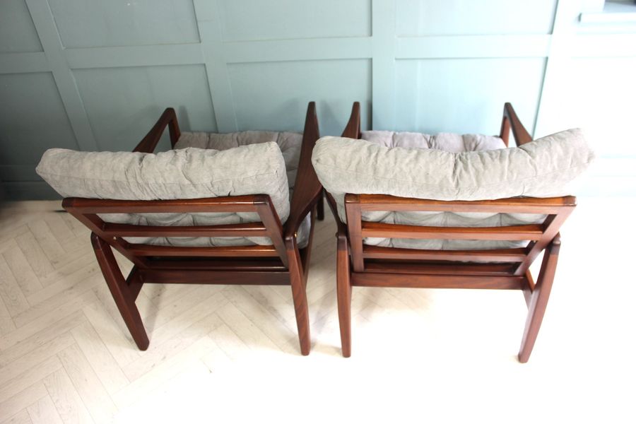 Antique British Midcentury Teak Lounge Chairs