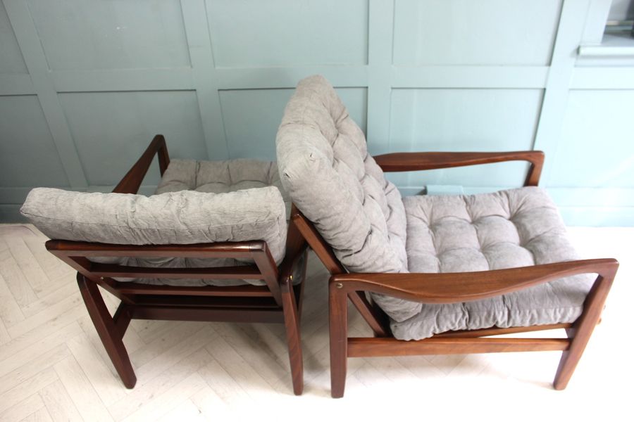 Antique British Midcentury Teak Lounge Chairs