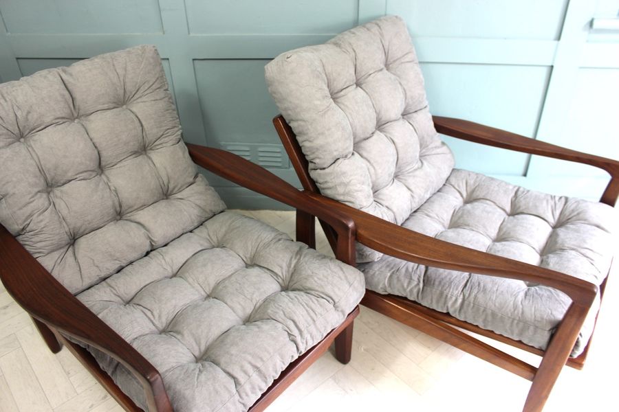 Antique British Midcentury Teak Lounge Chairs