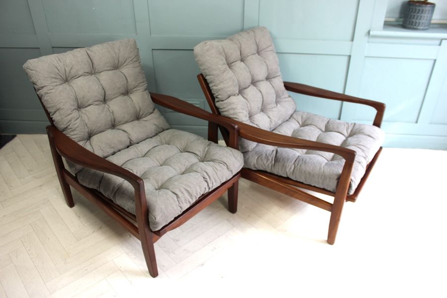 Antique British Midcentury Teak Lounge Chairs