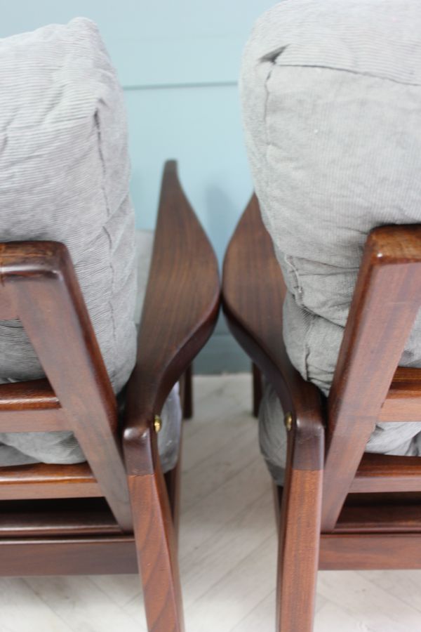 Antique British Midcentury Teak Lounge Chairs