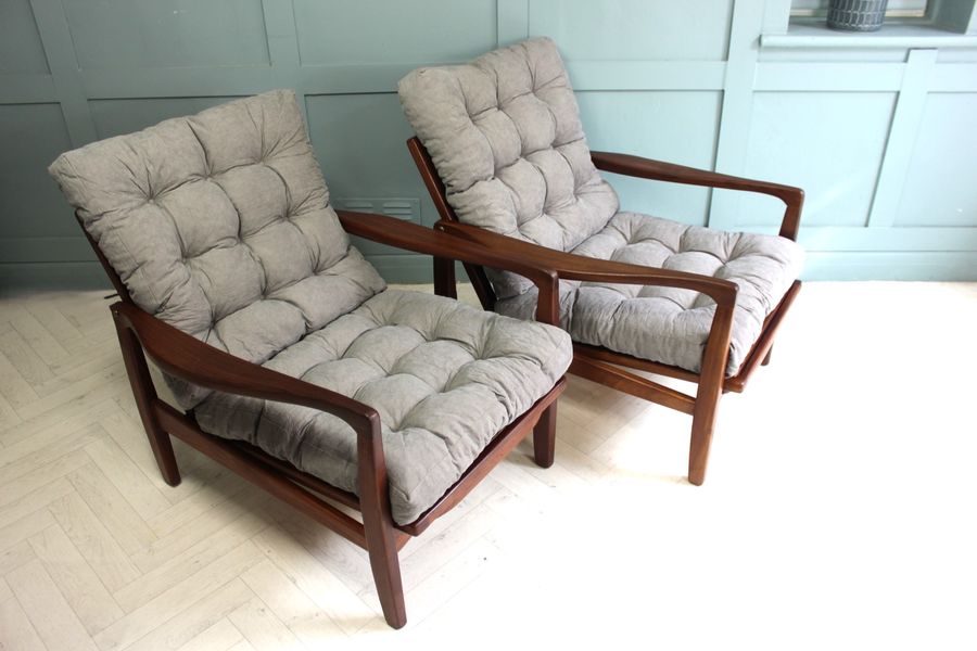 Antique British Midcentury Teak Lounge Chairs