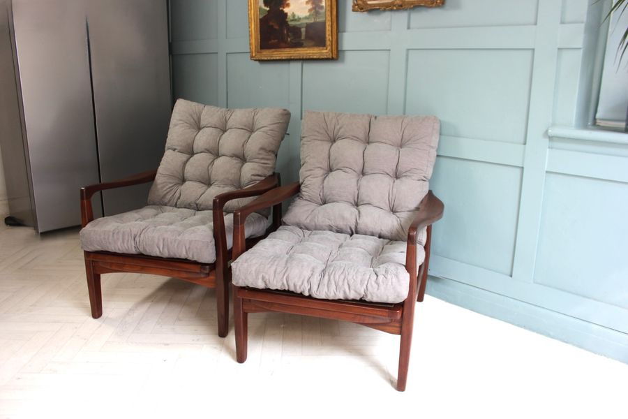 Antique British Midcentury Teak Lounge Chairs