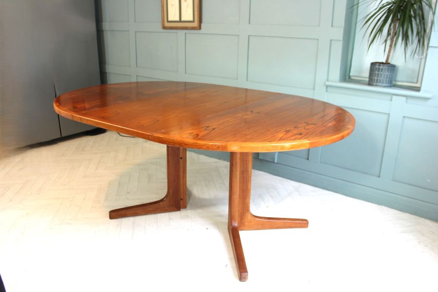 Antique Danish D-Scan Extendable Dining Table