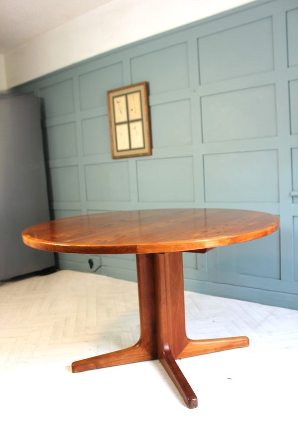 Antique Danish D-Scan Extendable Dining Table