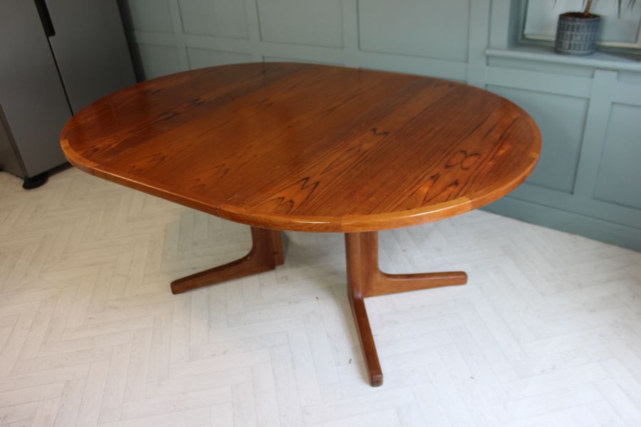 Antique Danish D-Scan Extendable Dining Table