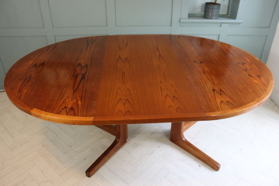 Antique Danish D-Scan Extendable Dining Table