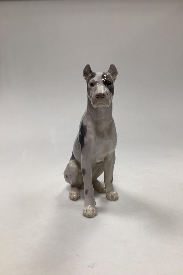Antique Bing and Grondahl Figurine of Seated Great Dane Dog No 2038
