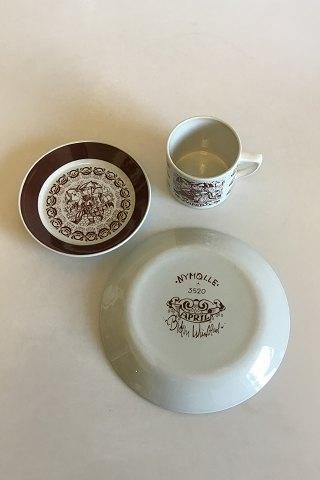 Antique Bjorn Wiinblad, Nymolle April Month Cup No 3513, Saucer and Cake Plate No 3520