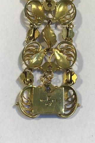 Antique Georg Jensen 18K Gold Diamondstudded Bracelet No 17(1930-45)
